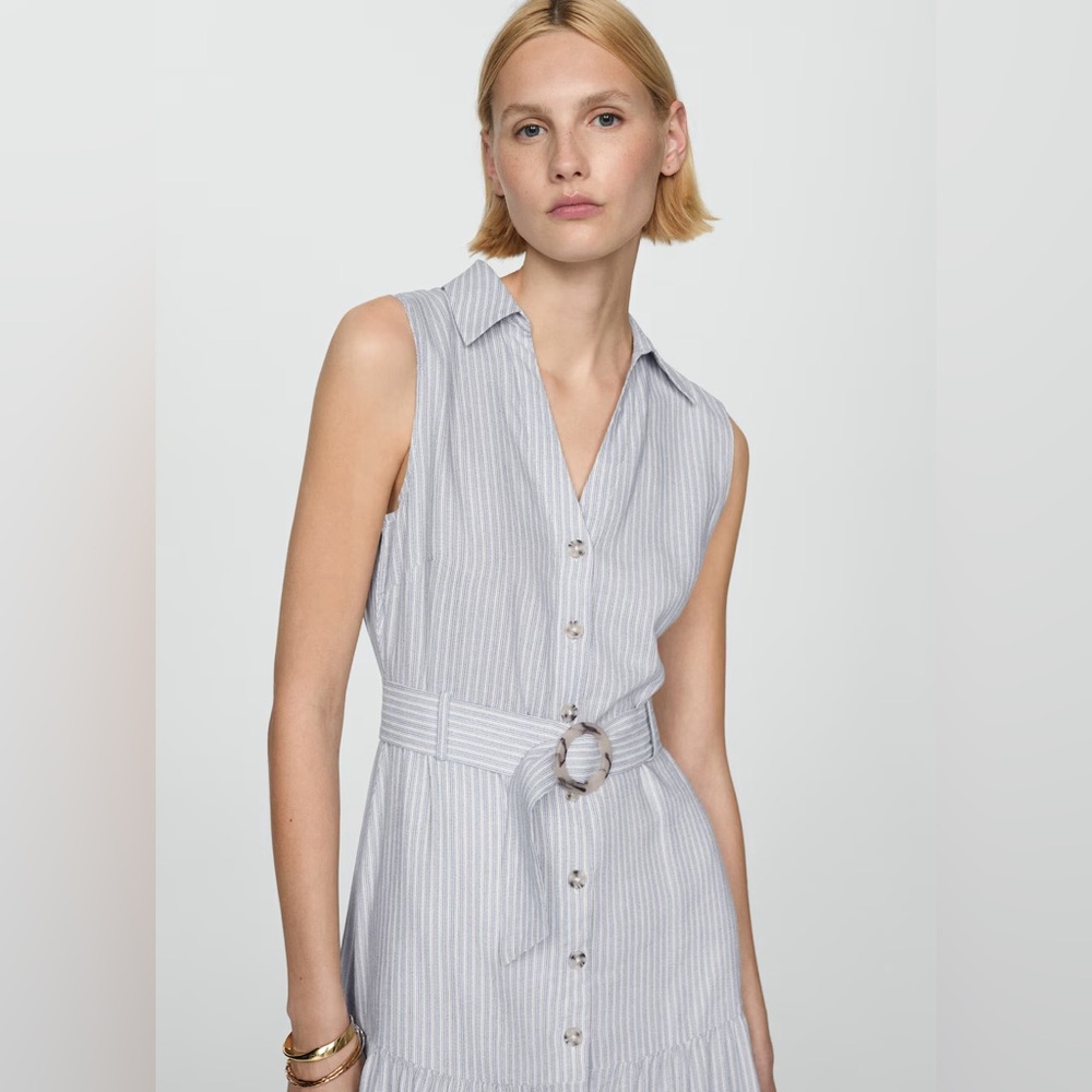 NWT Mango Belt Shirt Dress ~ Size 8 US - Picture 3 of 8